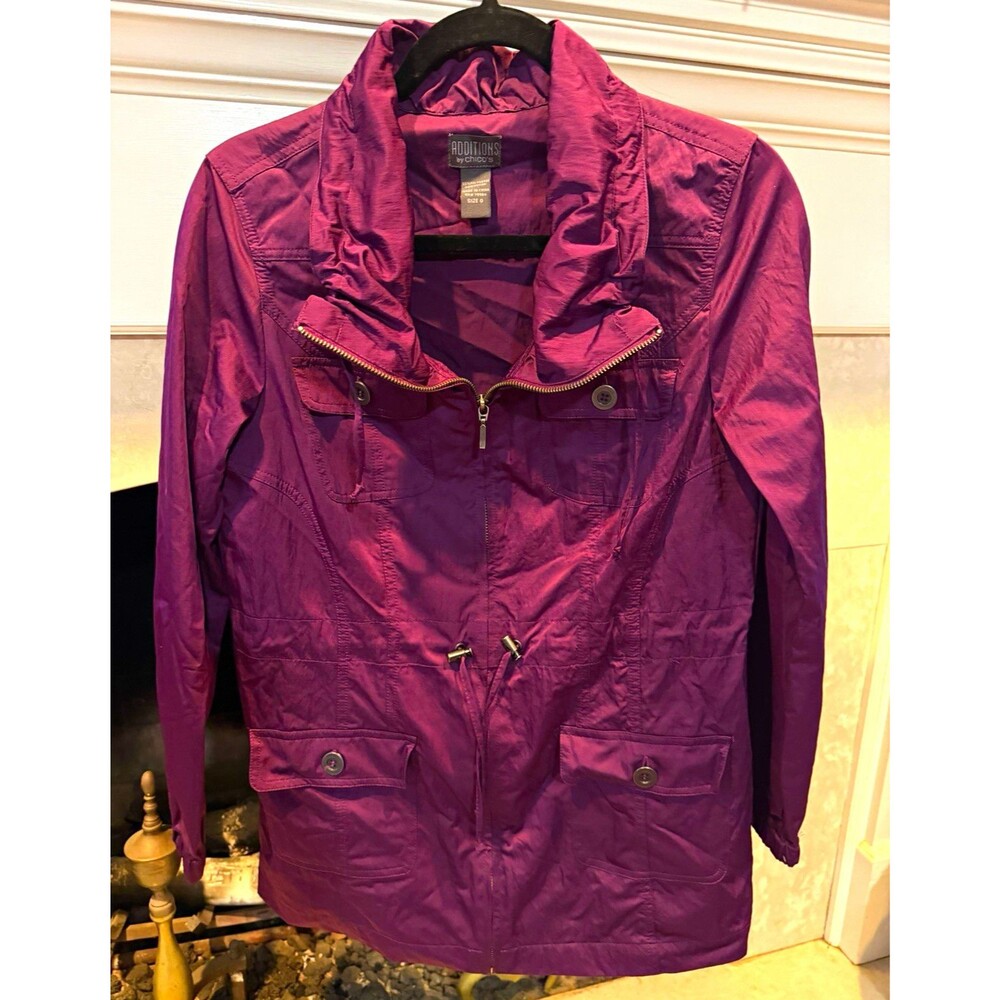 Additions by Chico's Women's Purple Collared Zip/Button Jacket Size Small (0)